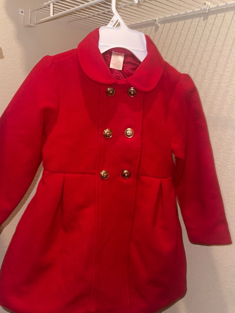 Gymboree Red Double-Breasted Pea Coat with Gold Buttons